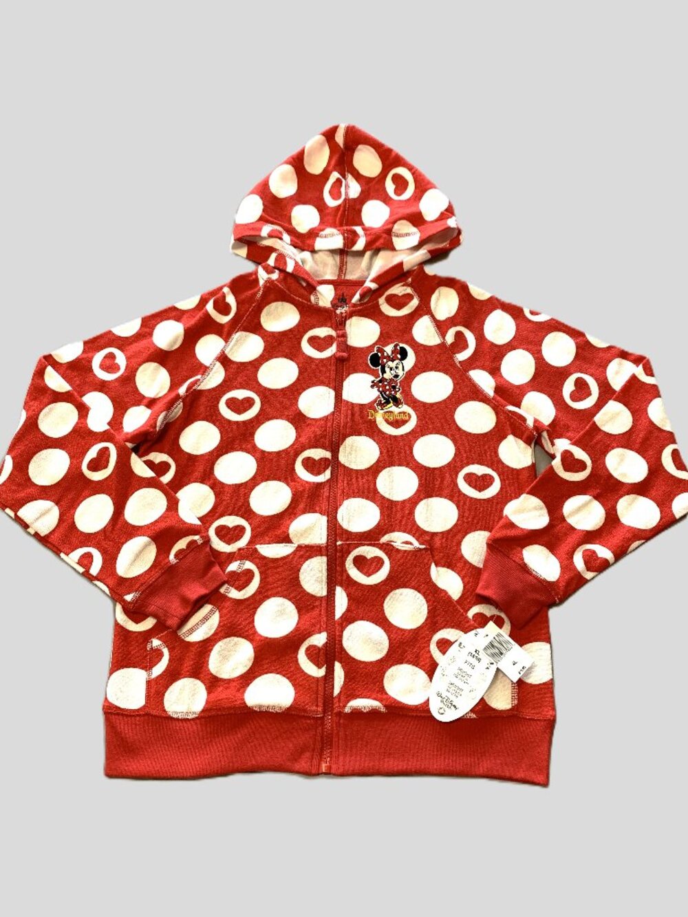 Minnie Mouse Girls Red Polka Dot Zip-up Jacket Hoodie Disney Parks Size 14